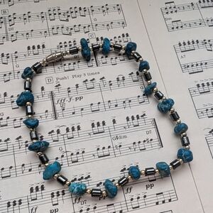Elegant Blue and Silver Beaded Large Bracelet